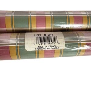 Vtg Sunworthy Plaid Wallpaper Vinyl Coated 2 Rolls 110 Sq Ft Pink Green Gold NEW